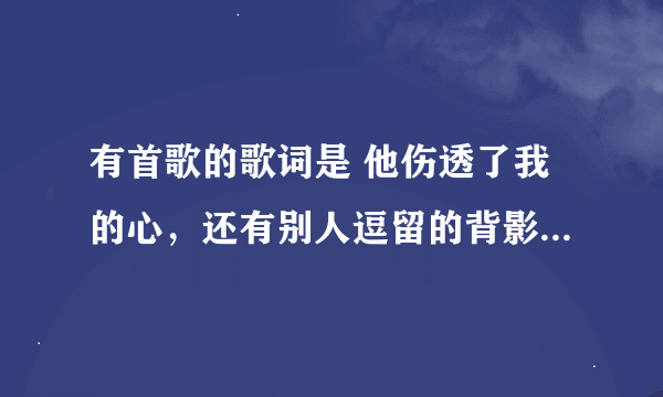 有首歌的歌词是 他伤透了我的心，还有别人逗留的背影 是什么歌啊？