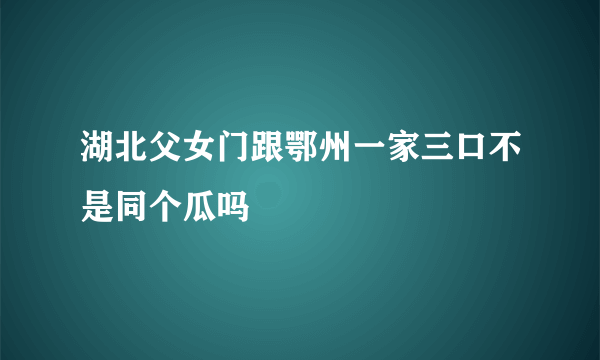 湖北父女门跟鄂州一家三口不是同个瓜吗