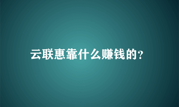 云联惠靠什么赚钱的？