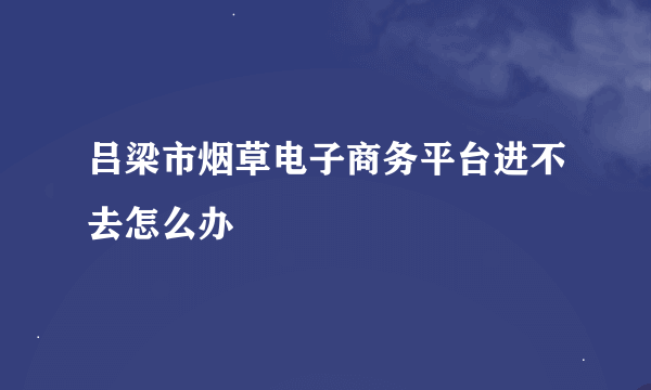 吕梁市烟草电子商务平台进不去怎么办