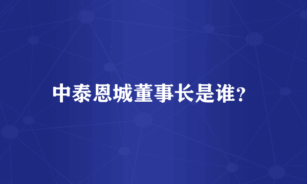 中泰恩城董事长是谁？