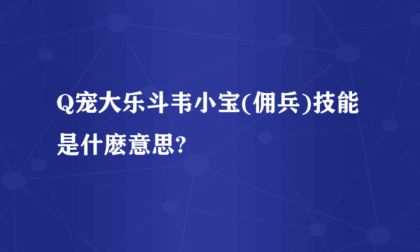 Q宠大乐斗韦小宝(佣兵)技能是什麽意思?