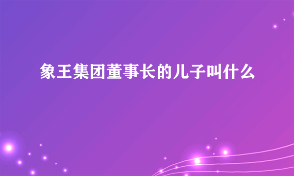 象王集团董事长的儿子叫什么