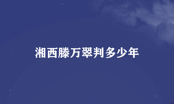 湘西滕万翠判多少年