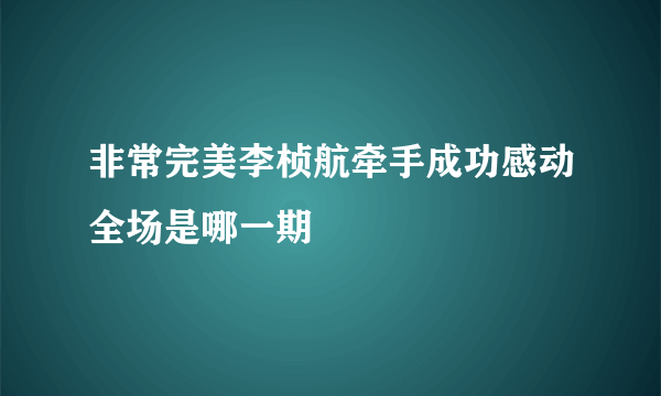 非常完美李桢航牵手成功感动全场是哪一期