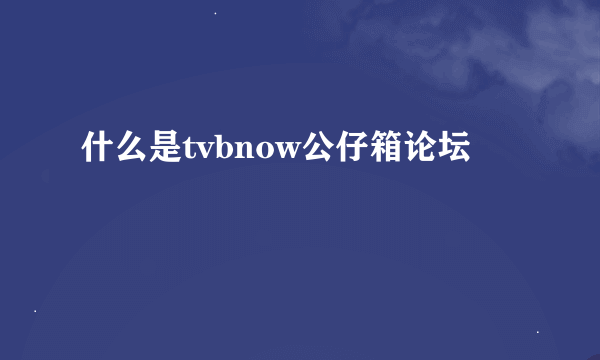 什么是tvbnow公仔箱论坛