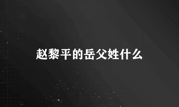 赵黎平的岳父姓什么