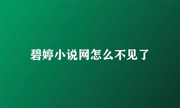 碧婷小说网怎么不见了