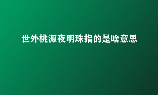 世外桃源夜明珠指的是啥意思