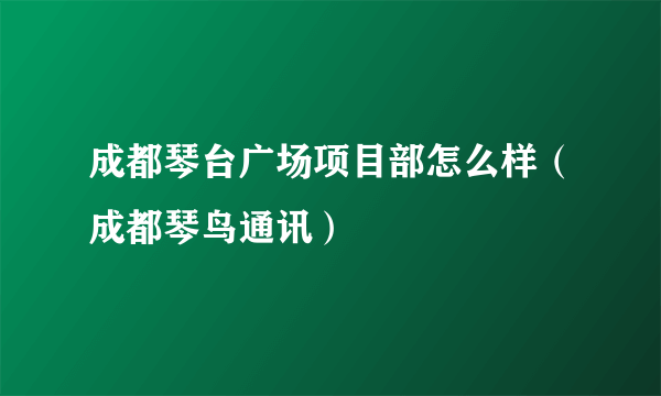 成都琴台广场项目部怎么样（成都琴鸟通讯）