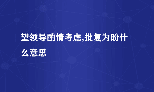 望领导酌情考虑,批复为盼什么意思