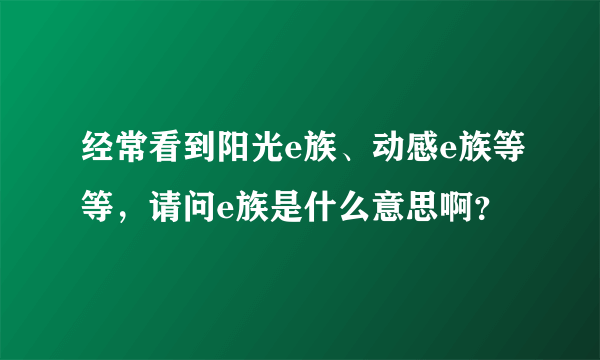 经常看到阳光e族、动感e族等等，请问e族是什么意思啊？