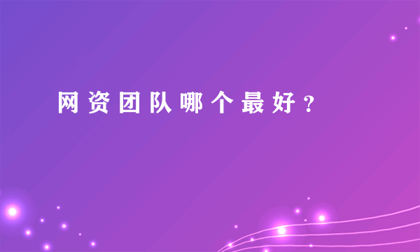 网 资 团 队 哪 个 最 好 ？