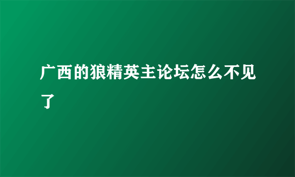 广西的狼精英主论坛怎么不见了