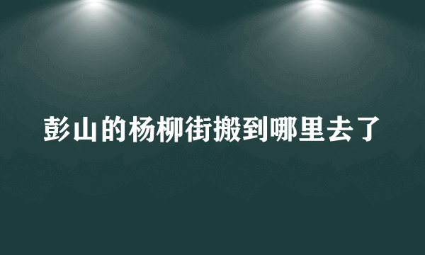 彭山的杨柳街搬到哪里去了