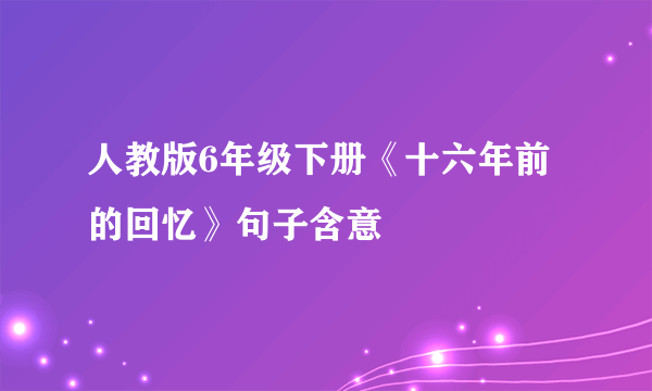 人教版6年级下册《十六年前的回忆》句子含意