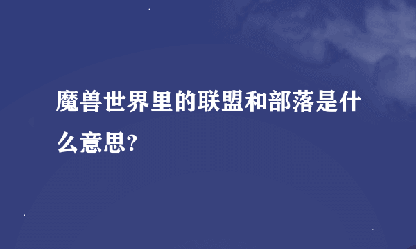 魔兽世界里的联盟和部落是什么意思?