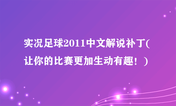 实况足球2011中文解说补丁(让你的比赛更加生动有趣！)