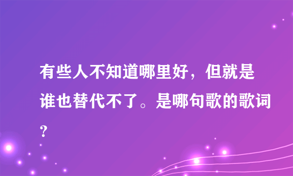 有些人不知道哪里好，但就是谁也替代不了。是哪句歌的歌词？