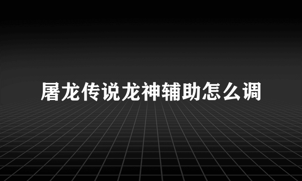 屠龙传说龙神辅助怎么调