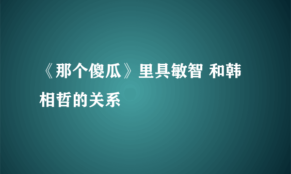 《那个傻瓜》里具敏智 和韩相哲的关系