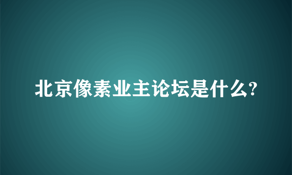 北京像素业主论坛是什么?