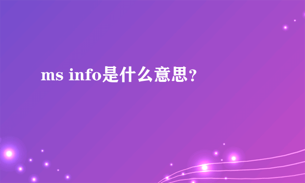 ms info是什么意思？