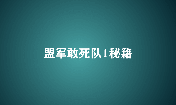 盟军敢死队1秘籍