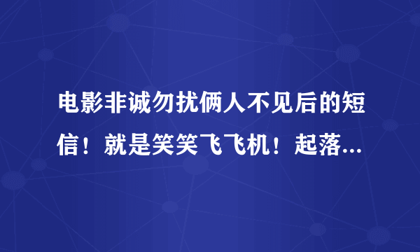 电影非诚勿扰俩人不见后的短信！就是笑笑飞飞机！起落！他回的是什么