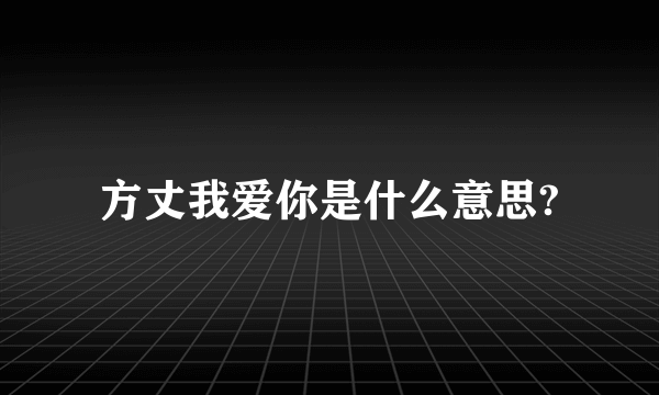 方丈我爱你是什么意思?