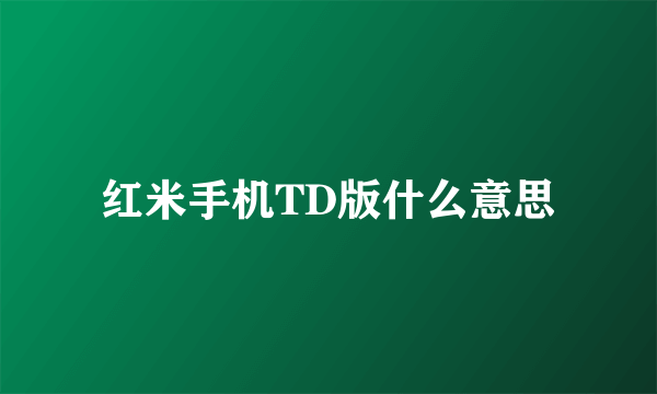 红米手机TD版什么意思