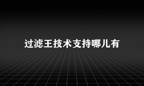 过滤王技术支持哪儿有