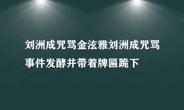 刘洲成咒骂金泫雅刘洲成咒骂事件发酵并带着牌匾跪下