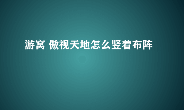 游窝 傲视天地怎么竖着布阵