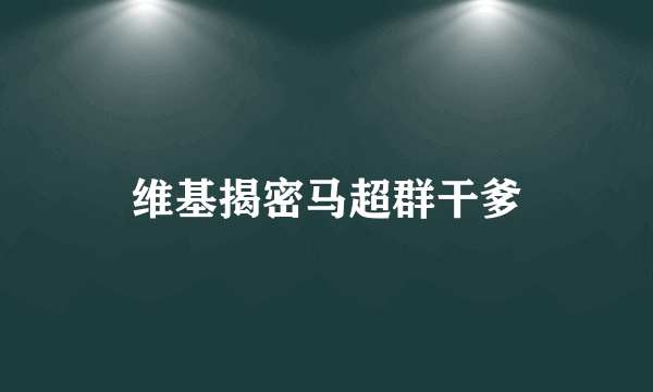 维基揭密马超群干爹