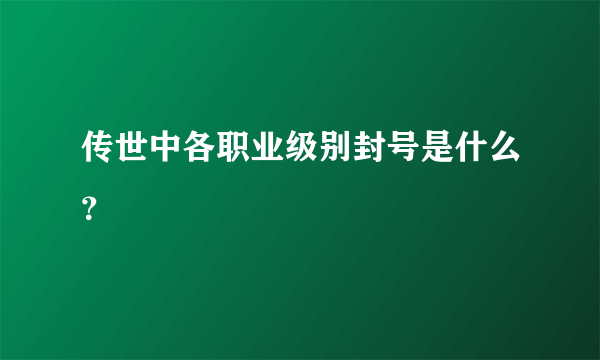 传世中各职业级别封号是什么？