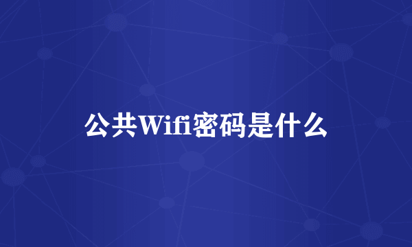 公共Wifi密码是什么