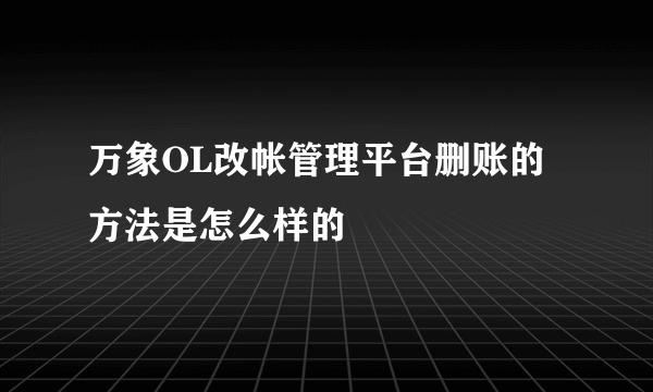 万象OL改帐管理平台删账的方法是怎么样的