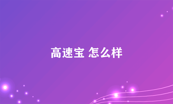 高速宝 怎么样