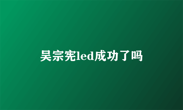 吴宗宪led成功了吗