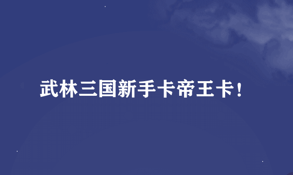 武林三国新手卡帝王卡！