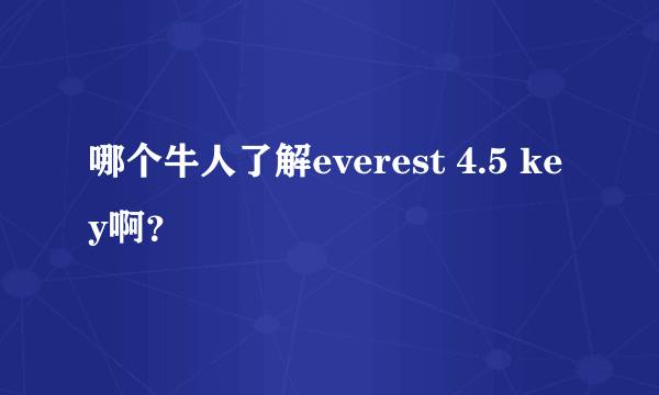 哪个牛人了解everest 4.5 key啊？