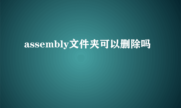 assembly文件夹可以删除吗