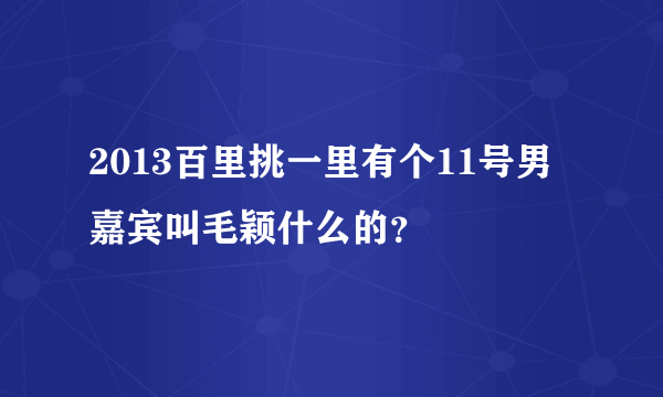 2013百里挑一里有个11号男嘉宾叫毛颖什么的？