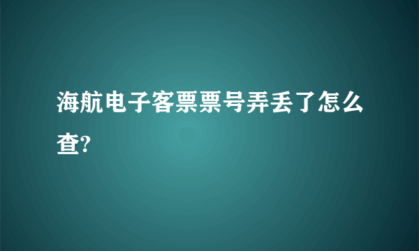 海航电子客票票号弄丢了怎么查?