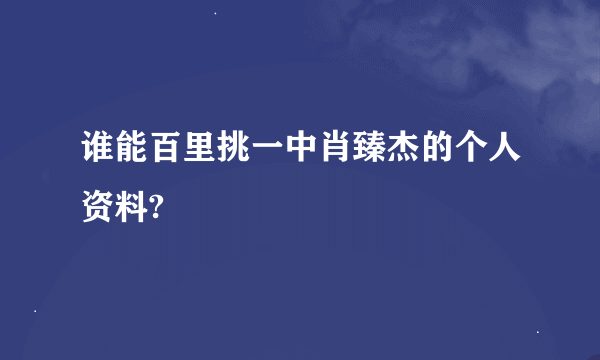 谁能百里挑一中肖臻杰的个人资料?