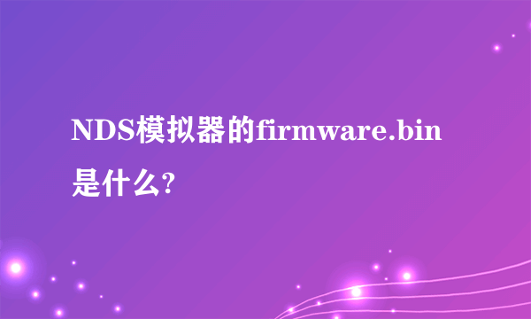 NDS模拟器的firmware.bin是什么?