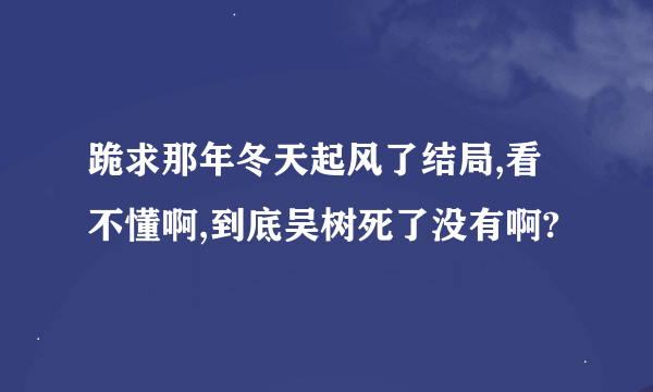 跪求那年冬天起风了结局,看不懂啊,到底吴树死了没有啊?