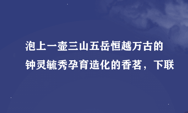 泡上一壶三山五岳恒越万古的钟灵毓秀孕育造化的香茗，下联