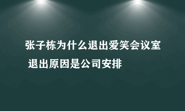 张子栋为什么退出爱笑会议室 退出原因是公司安排